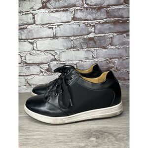 Calto Black Leather Lace Up Casual Invisible Height Shoes Men Sz 11.5M US/44.5EU